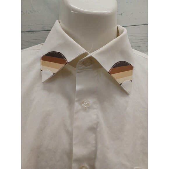 Daniel Ellissa Mens Dress Shirt Ivory French Cuff Contrast Collar 16.5 / 34-35 - Picture 2 of 6